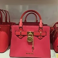 [S] MICHAEL KORS 35T1GHMS1L HAMILTON LEATHER SM SATCHEL,ELECTRIC PINK, 196237635846 (SMK955)
