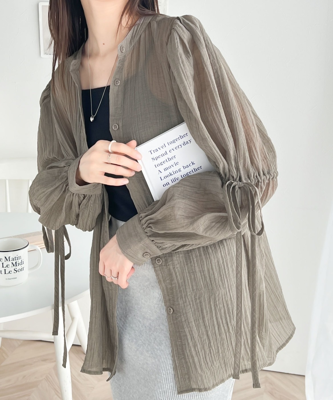 KTQ STORE ‧ Classical Elf 2way 絲帶透明襯衫