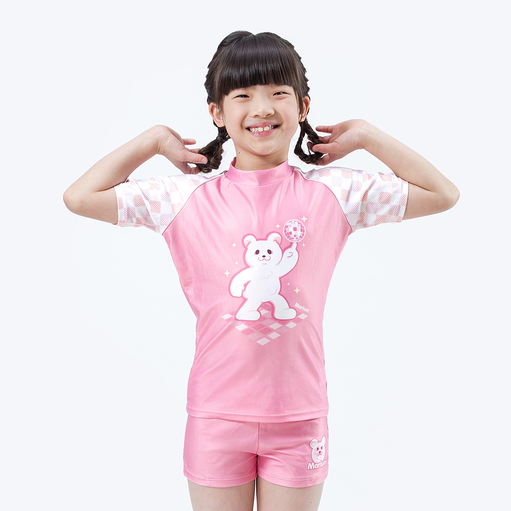 MAR-24872 兒童短袖兩件式水母衣 - 迪斯可熊熊