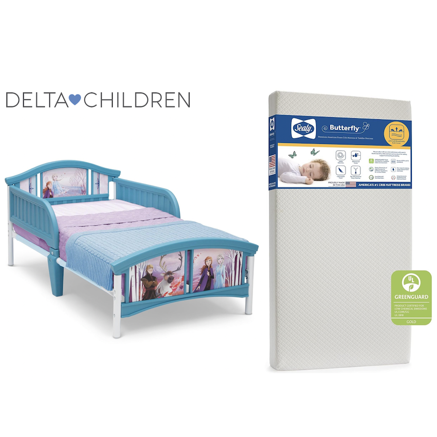美國 Delta Children Frozen 幼童床架 + 美國製 Sealy Butterfly 幼童床褥套裝