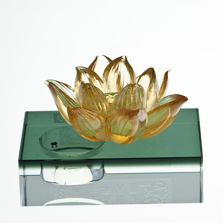 鹿港窯禮品館│古法琉璃工藝品 蓮花 汽車內裝飾擺件 創意禪意茶席擺飾