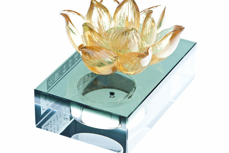 鹿港窯禮品館│古法琉璃工藝品 蓮花 汽車內裝飾擺件 創意禪意茶席擺飾