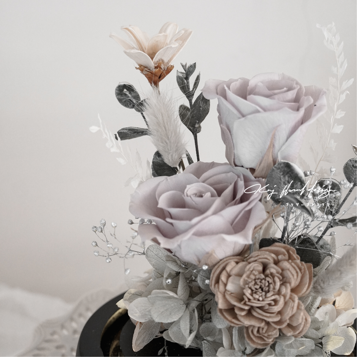 紳士灰永生花玻璃燈盅