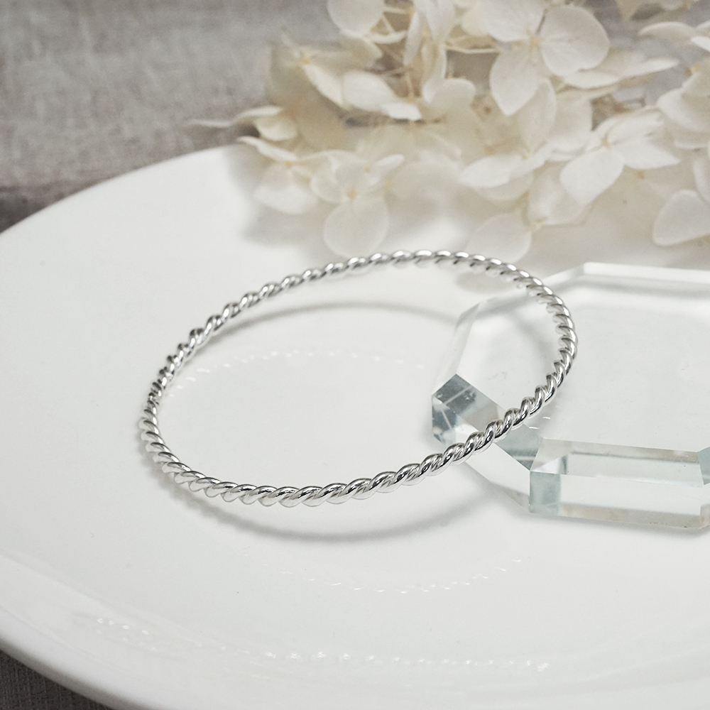 典雅麻花 O型手環 純銀手環