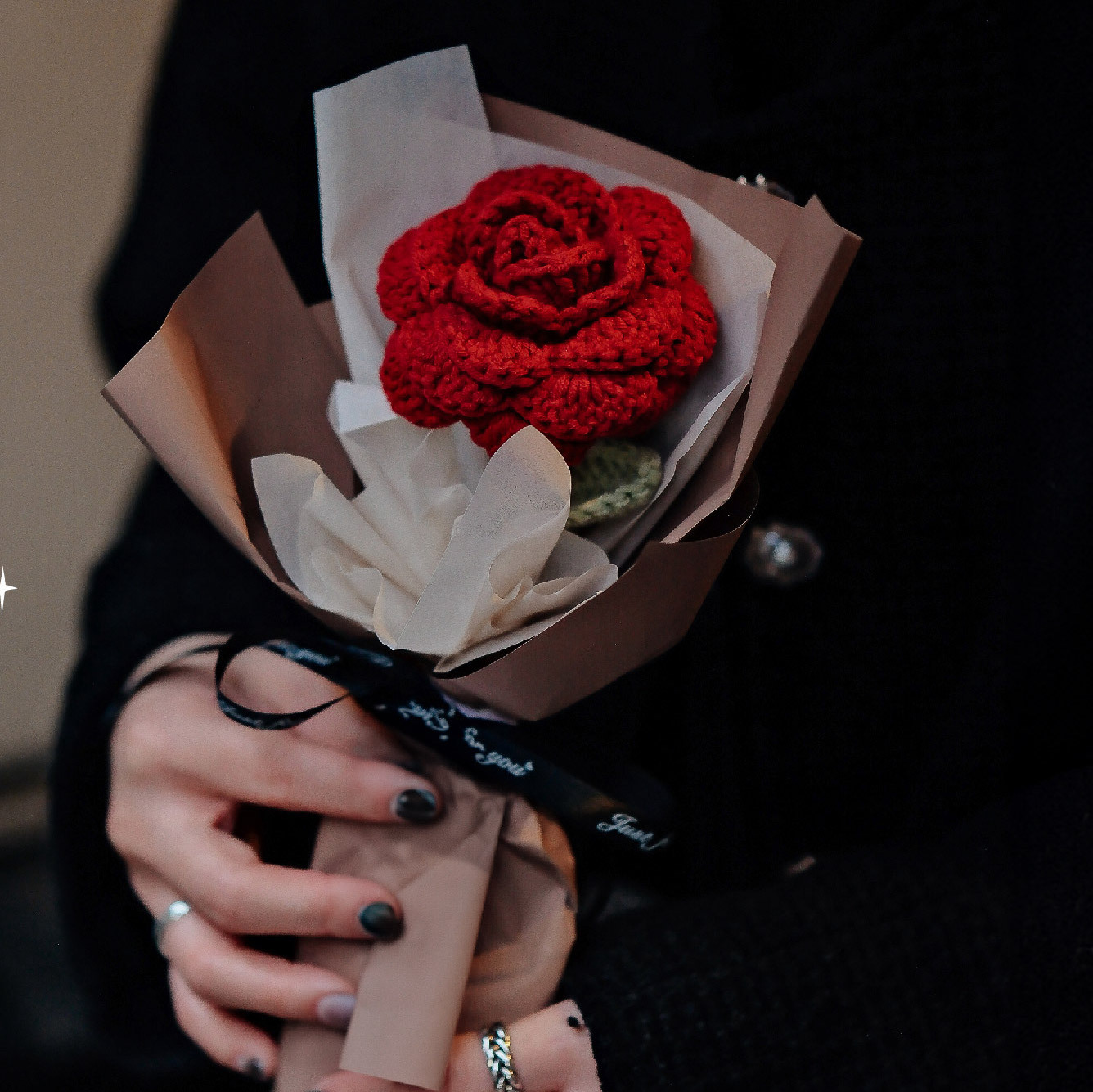 玫瑰戀人針織花