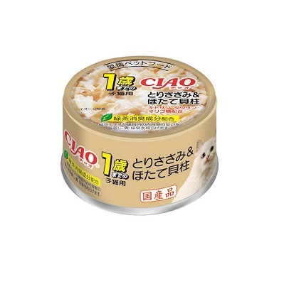 CIAO 罐頭 幼貓 雞肉+扇貝 75g,M-24【原箱24罐】