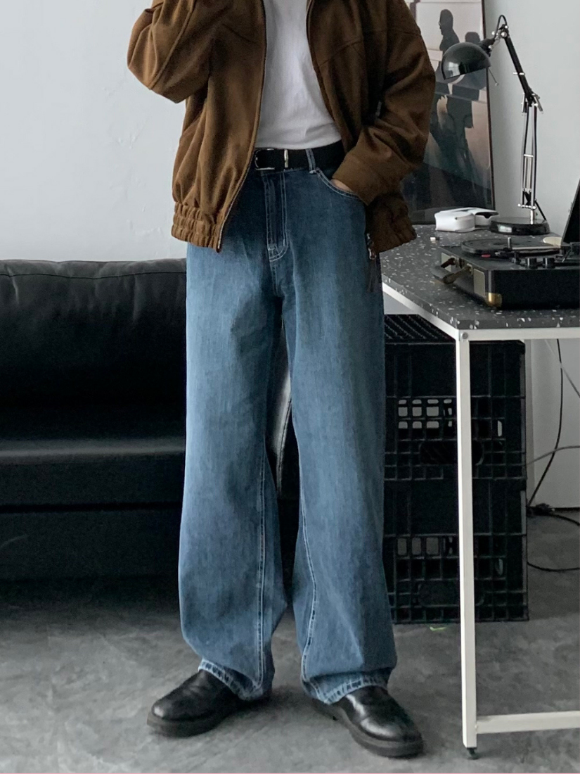 [現貨]率性落地丹寧寬褲 [ 淺藍色 / S ]