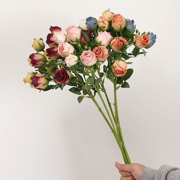 仿真絹布烤邊復古田園玫瑰