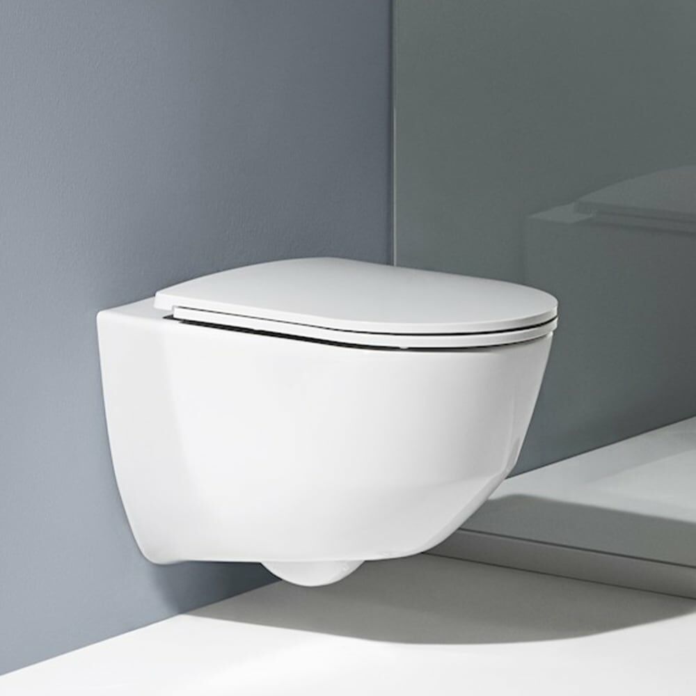 Laufen "Pro" 8.2096.6.000.000.1 + 8.9896.6.000.000.1 Rimless Wallhung Toilet w/ Soft Closing Cover - Wels