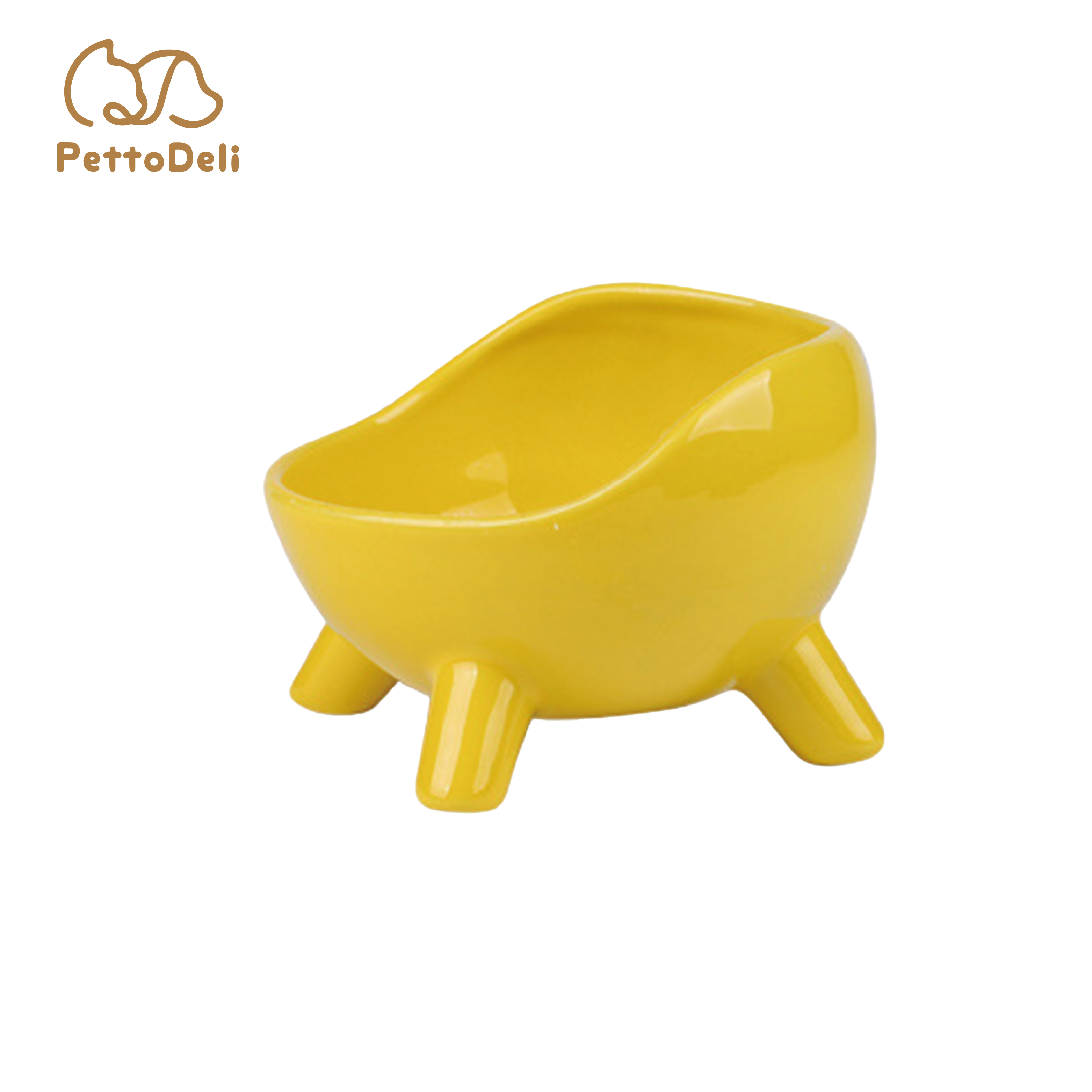 PettoDeli | 四腳仔斜半圓陶瓷製碗  (黃色)（710024）