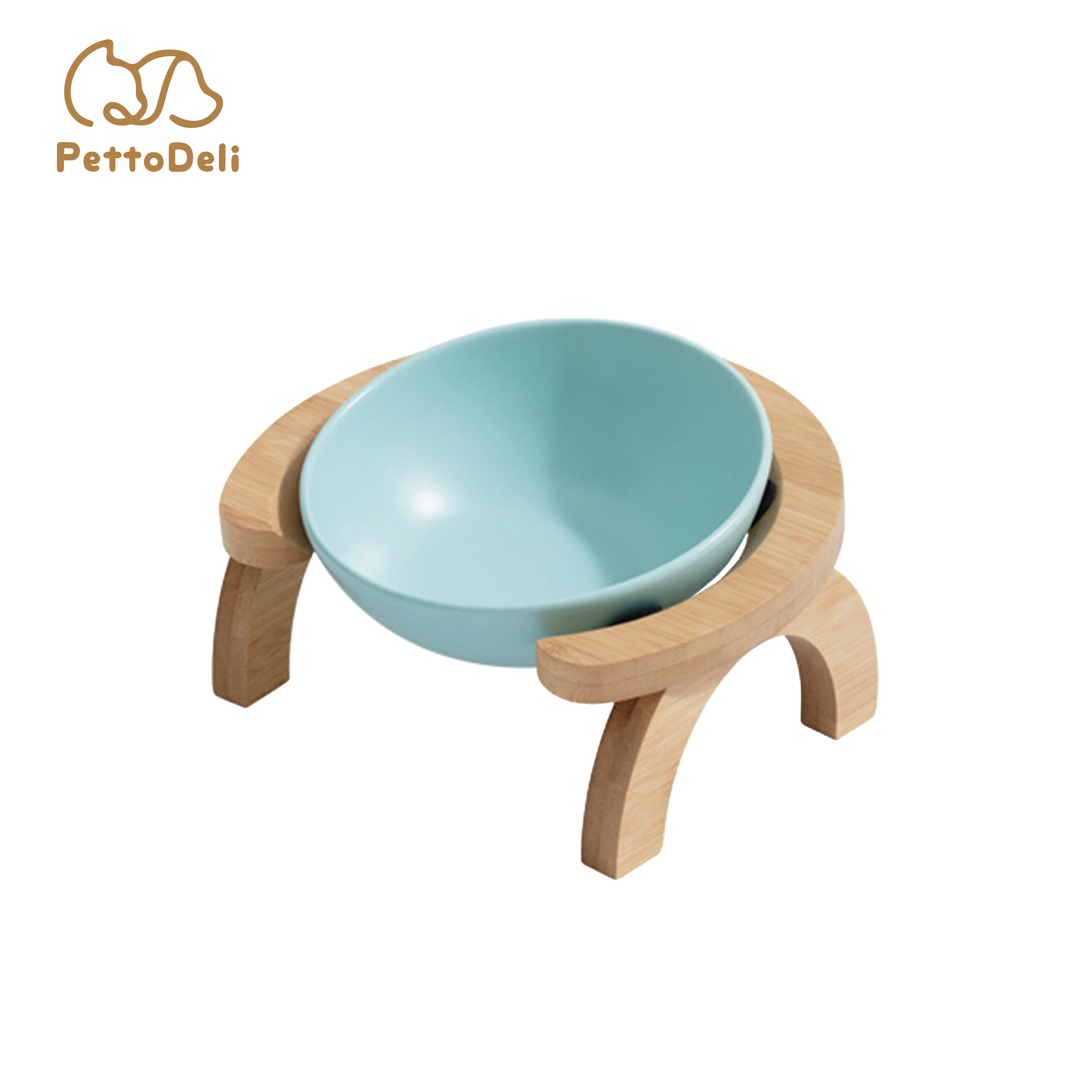 PettoDeli | 15cm 陶瓷製斜口碗 連拱橋木架  (藍色)（710030）