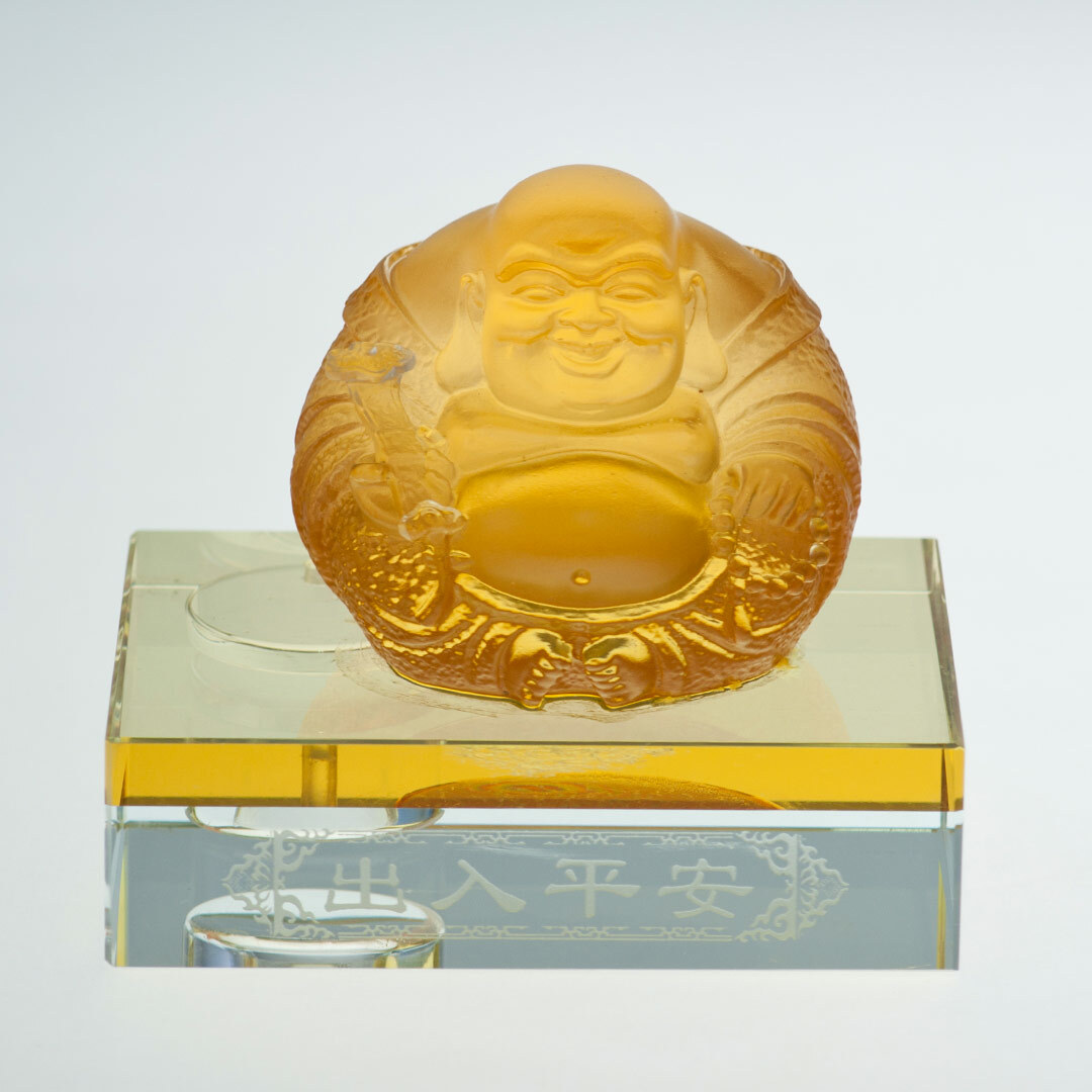 琉璃擺飾｜如意彌勒 招財納福 車用開運與店面迎財首選