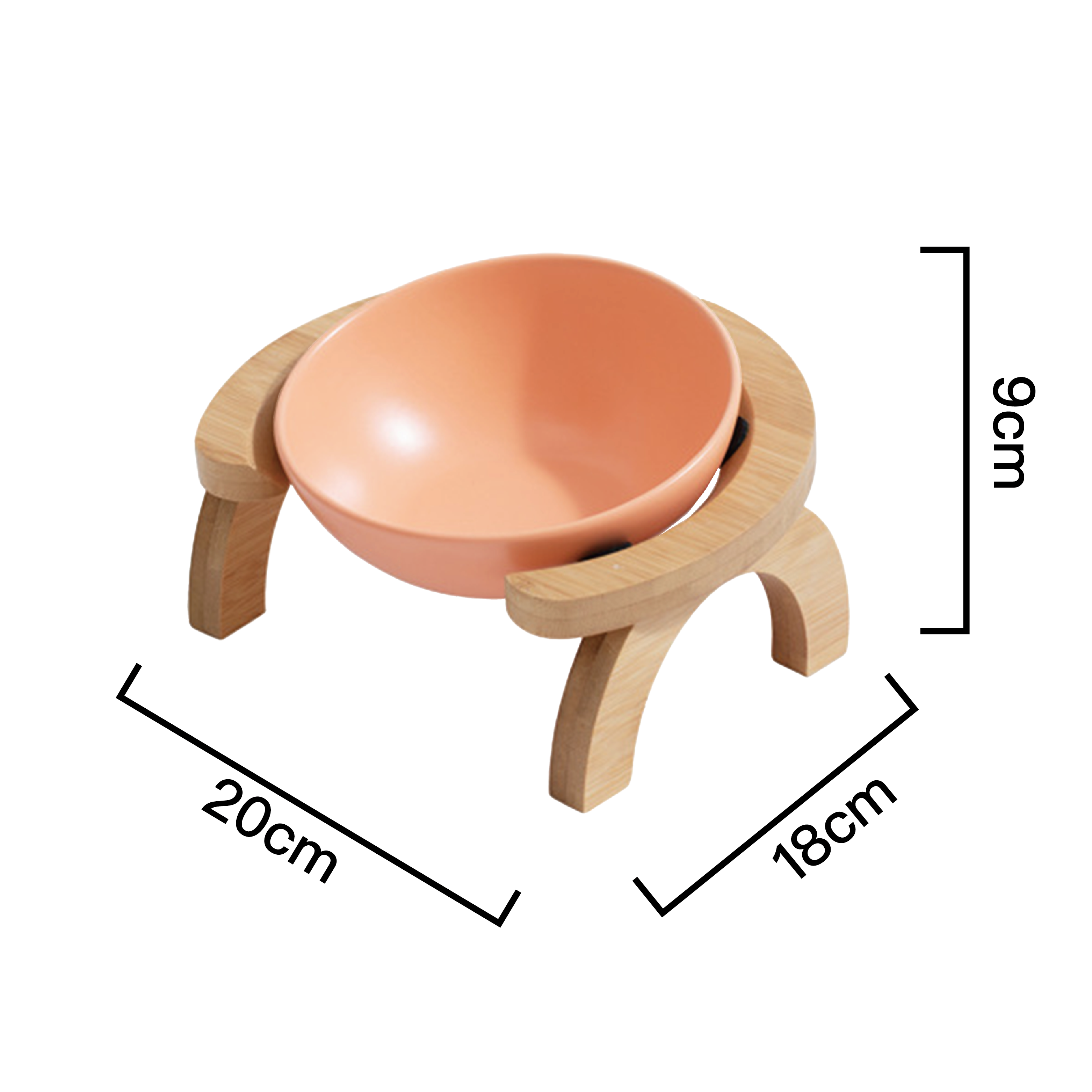 PettoDeli | 15cm 陶瓷製斜口碗 連拱橋木架  (橙色)（710031）