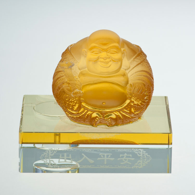 鹿港窯禮品館│古法琉璃工藝品 如意彌勒 汽車內裝飾擺件 店內收銀台擺飾