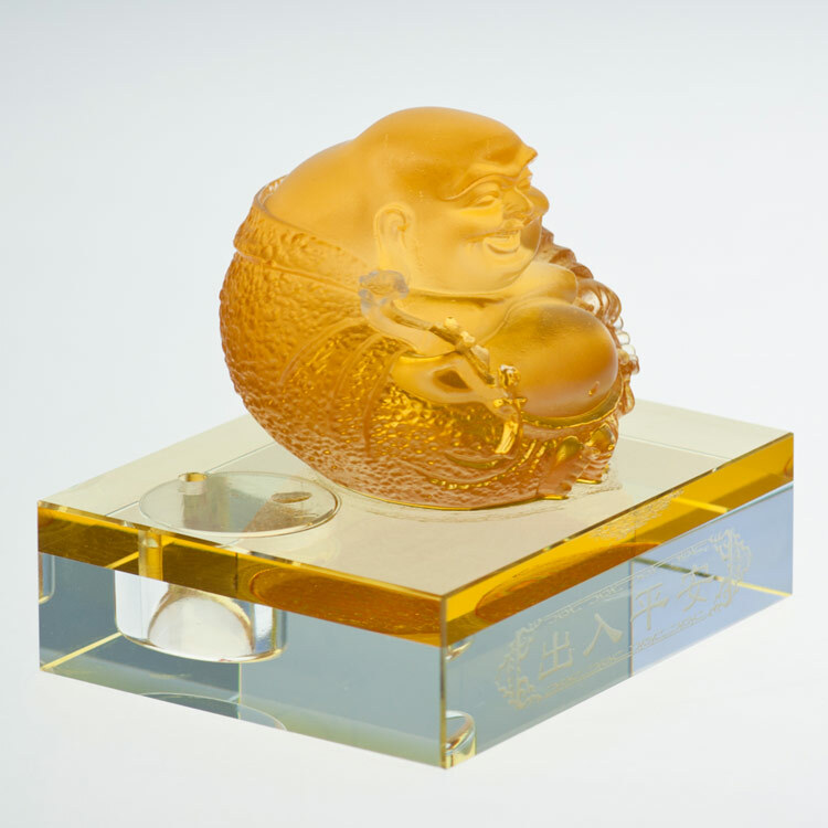 鹿港窯禮品館│古法琉璃工藝品 如意彌勒 汽車內裝飾擺件 店內收銀台擺飾