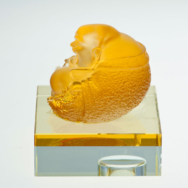 鹿港窯禮品館│古法琉璃工藝品 如意彌勒 汽車內裝飾擺件 店內收銀台擺飾