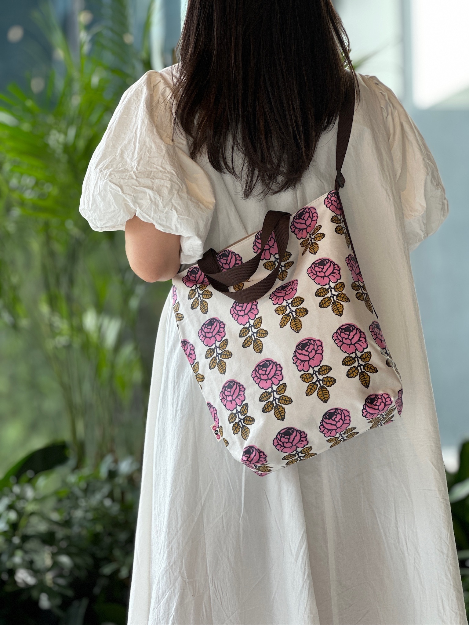 3 way easy tote | marimekko waterproof fabric | pink wedding rose