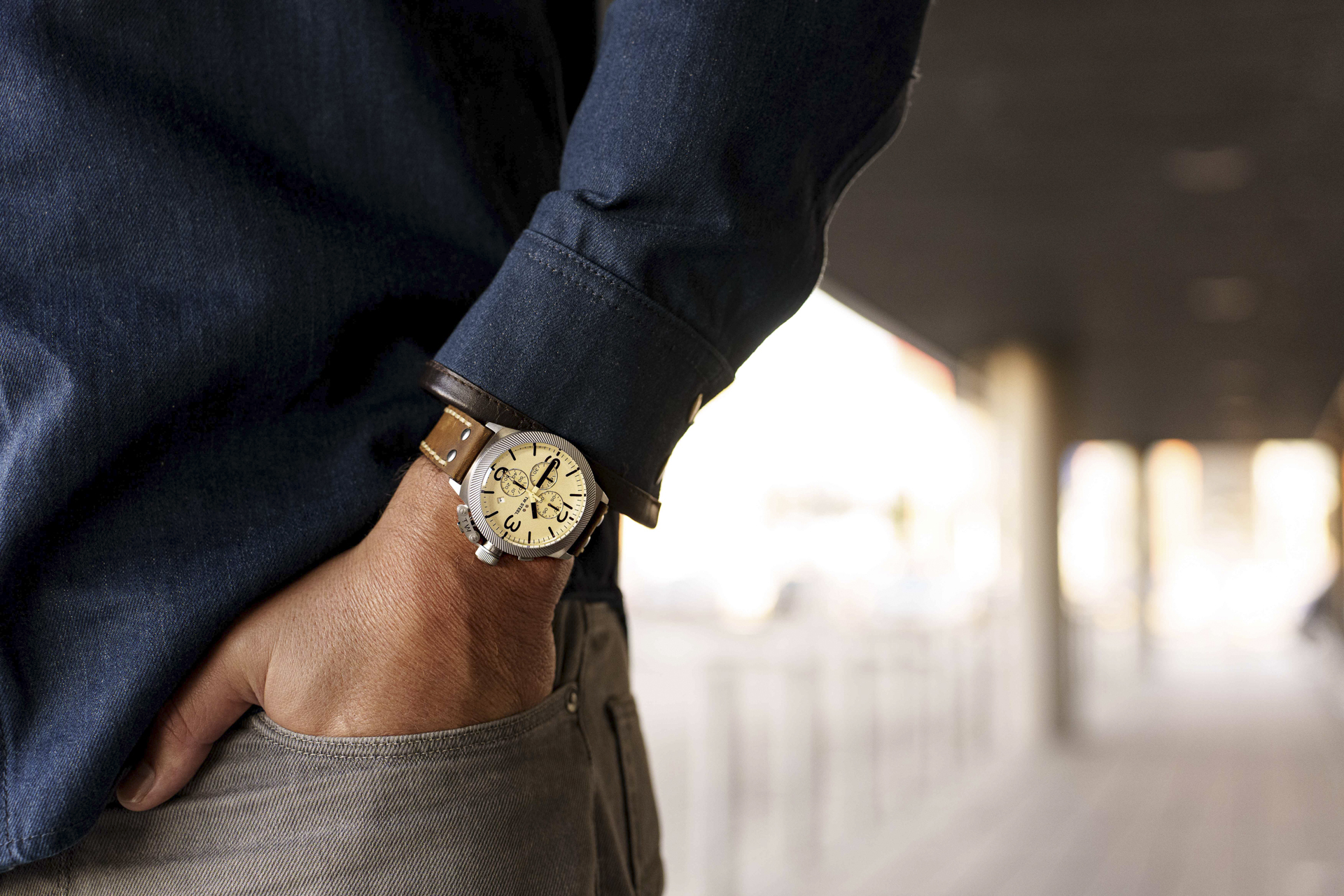 TW Steel CANTEEN 全鋼奶油面計時碼錶