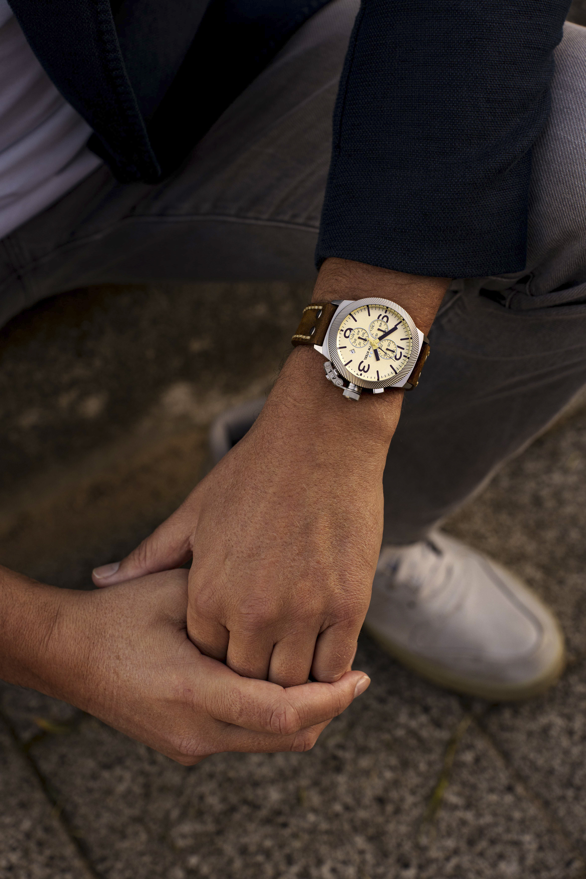 TW Steel CANTEEN 全鋼奶油面計時碼錶