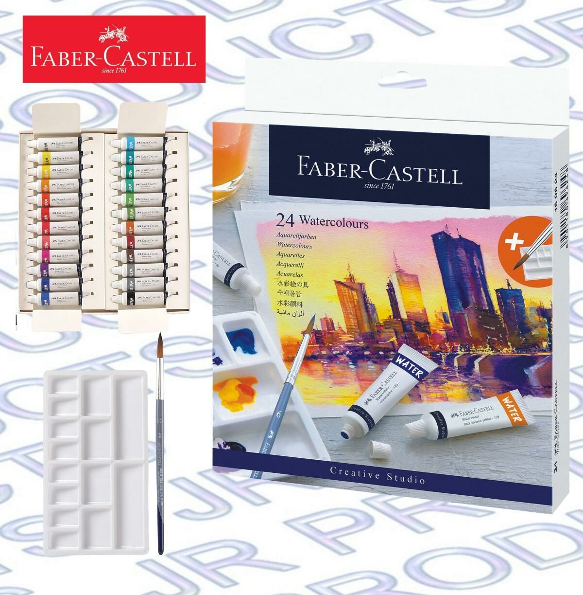 輝栢嘉 - 德國Faber®水彩顏料24色 (9毫升x24支裝) #169624《香港行貨》- 1 盒