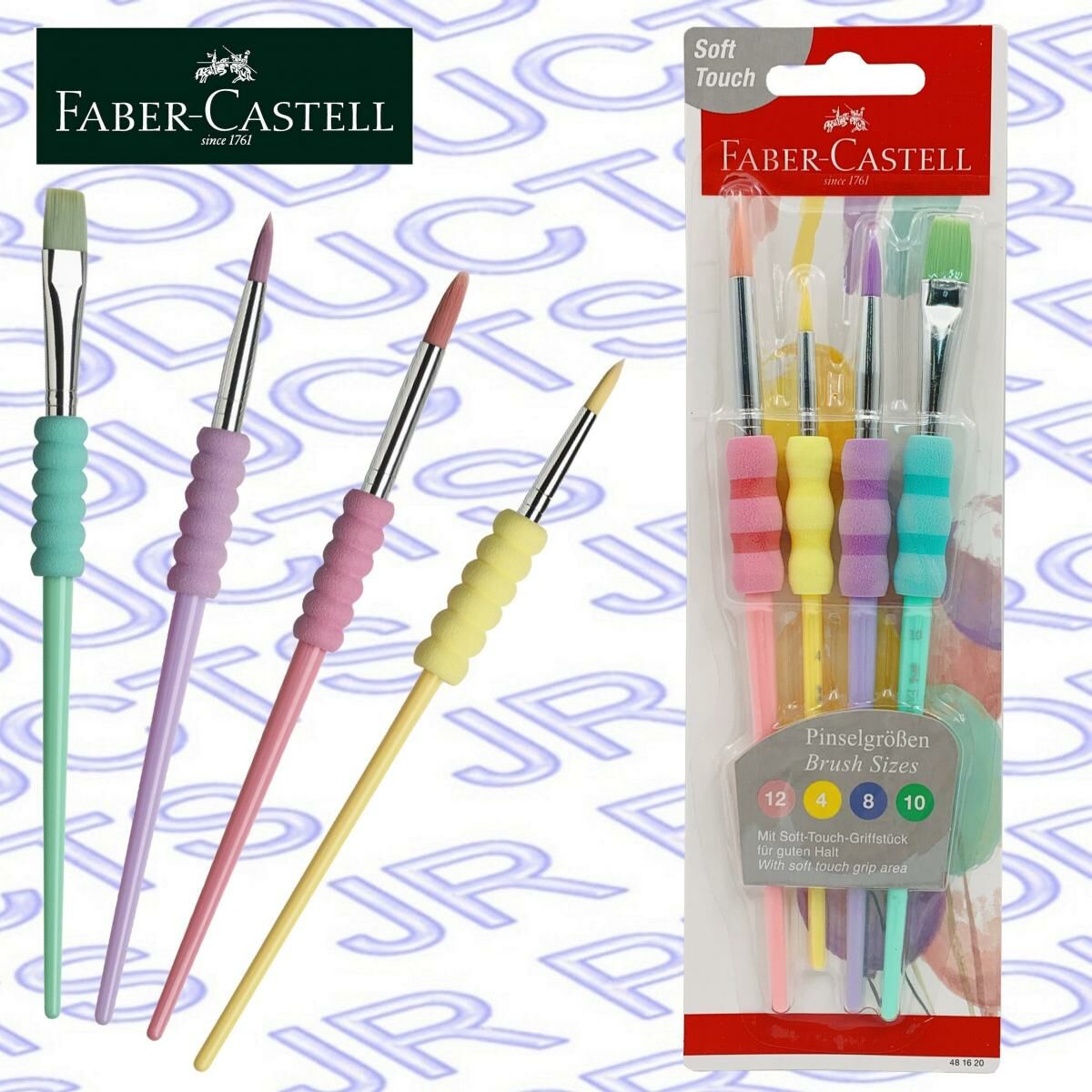 輝栢嘉 - 德國FABER粉色柔軟觸感水彩畫筆 (4支套裝) #481620《香港行貨》《送水彩畫紙卡》