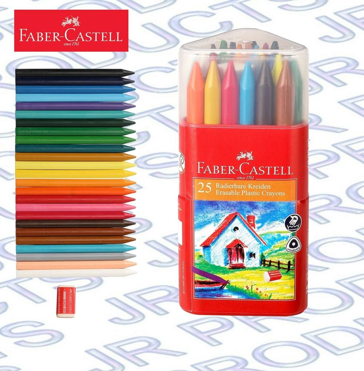 輝栢嘉 - 德國Faber® 25色擦得甩膠盒蠟筆#122825《香港行貨》- 1 盒