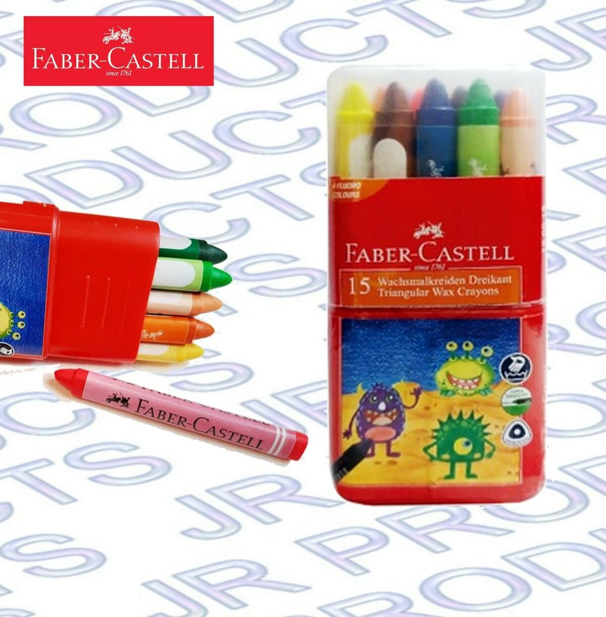 輝栢嘉 - 德國Faber® 15色膠盒無毒油性蠟筆#120015《香港行貨》- 1 盒