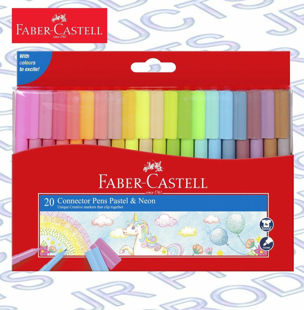 輝栢嘉 - 德國FABER 連接型20色水筆, 螢光+粉色套裝 #155542《香港行貨》