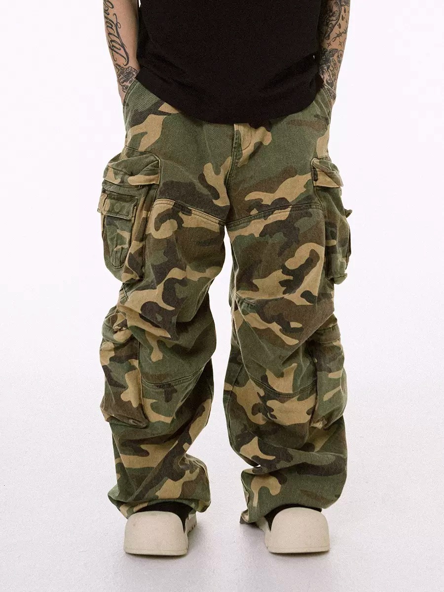 ROCKSTA 黑色/迷彩 雙色 多口袋休閒工裝長褲