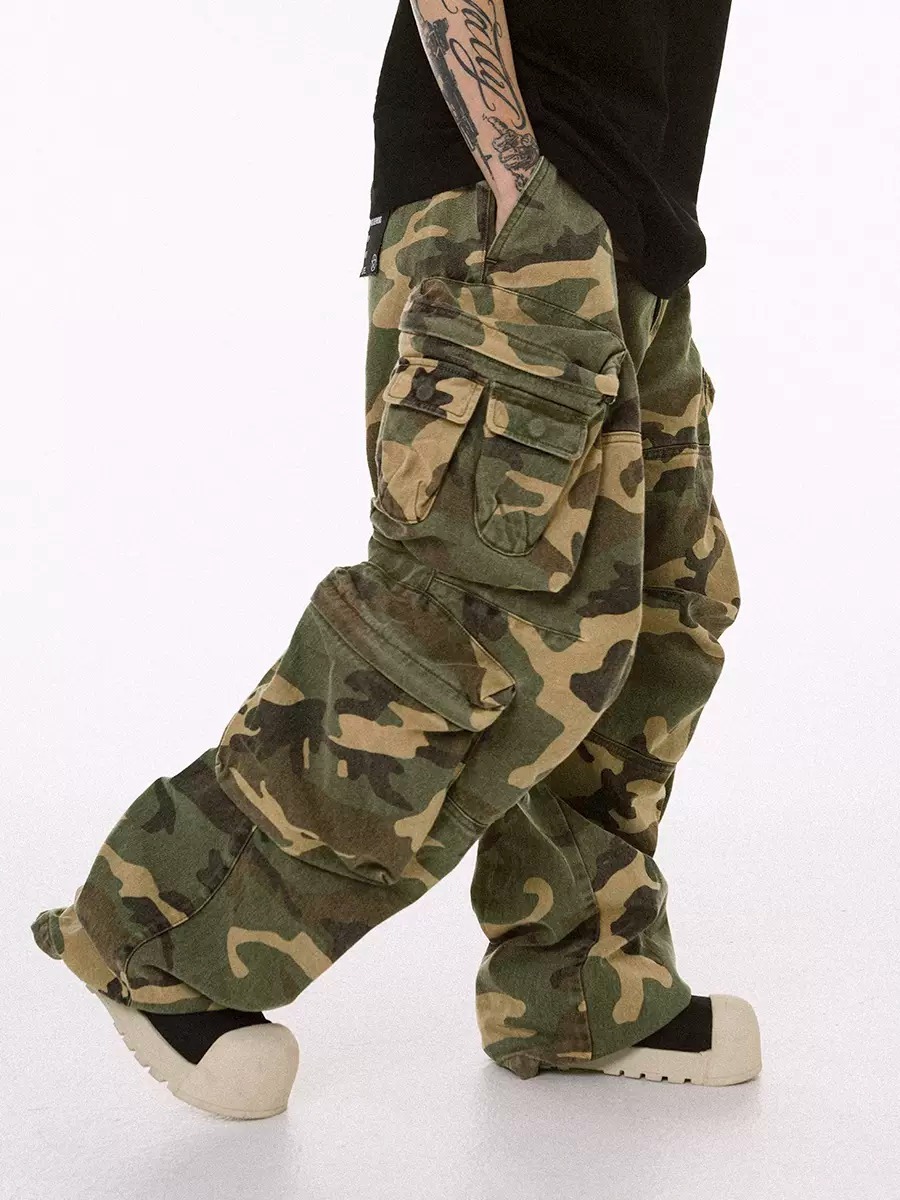 ROCKSTA 黑色/迷彩 雙色 多口袋休閒工裝長褲