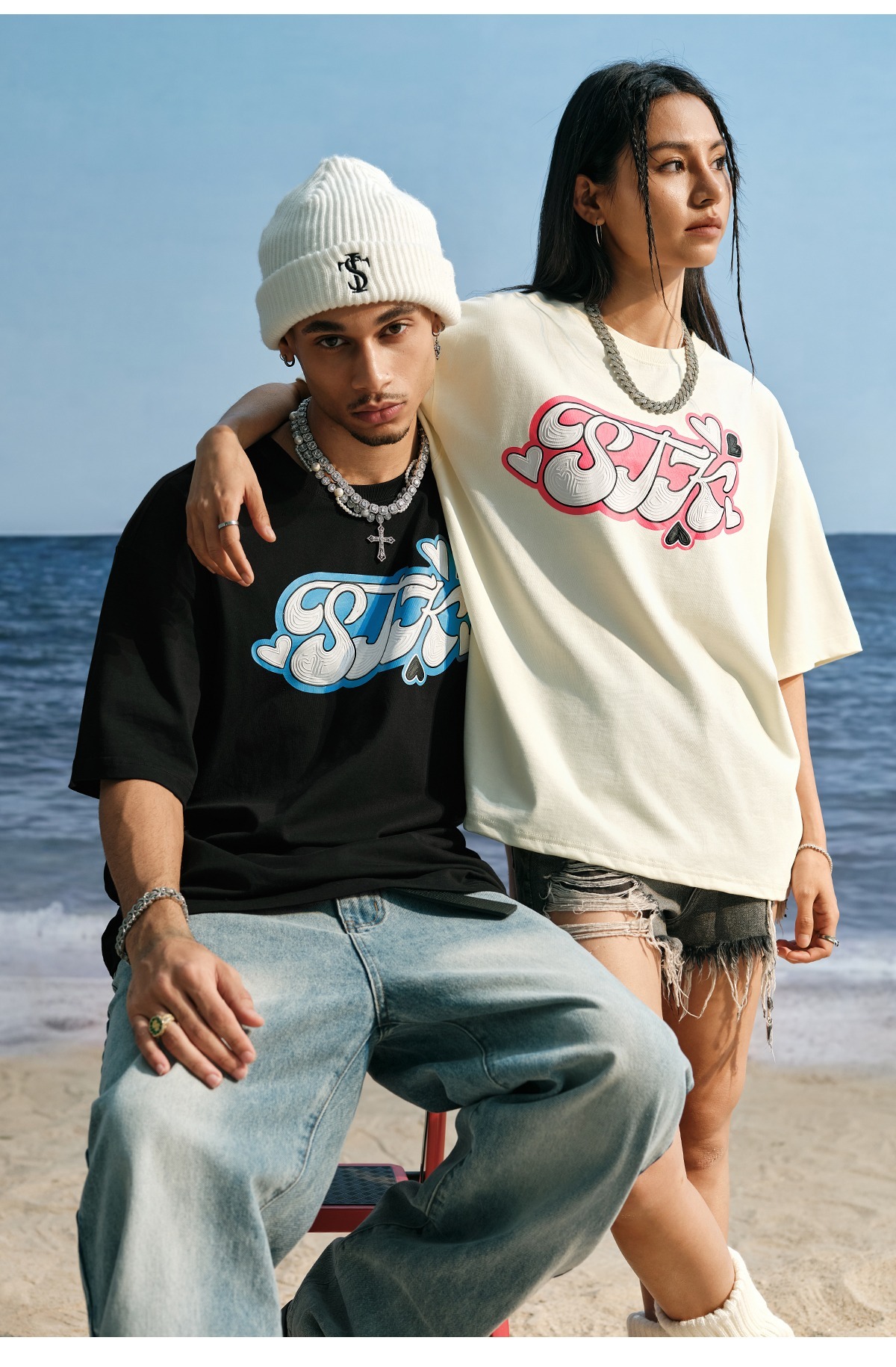 STK SmallTownKid  愛心紋理 發泡LOGO 短袖 T恤