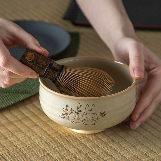 日本工藝赤膚燒抹茶茶碗龍貓