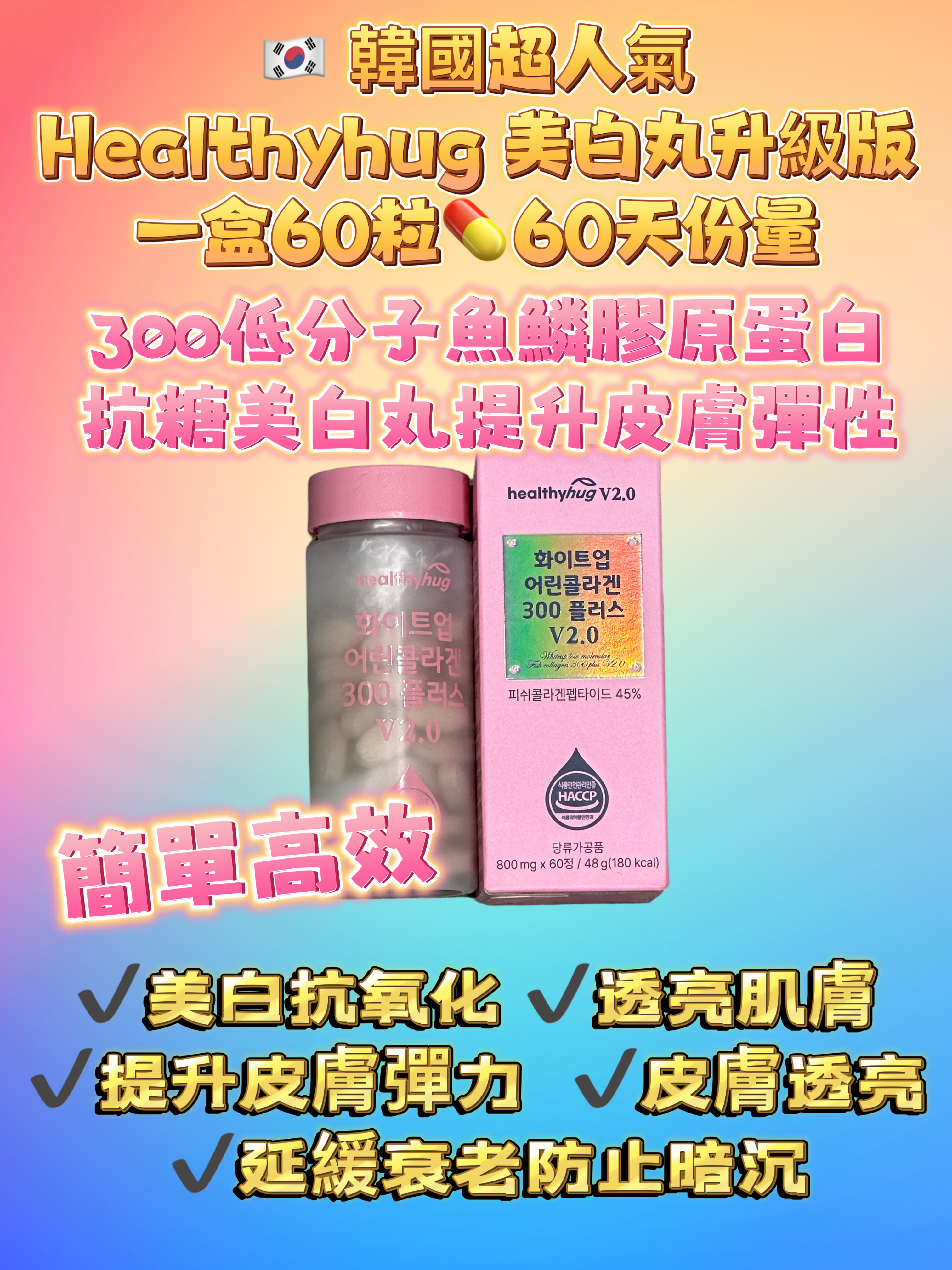 最新升級版🇰🇷 超人氣 Healthyhug 美白抗糖丸（K7/TA979）