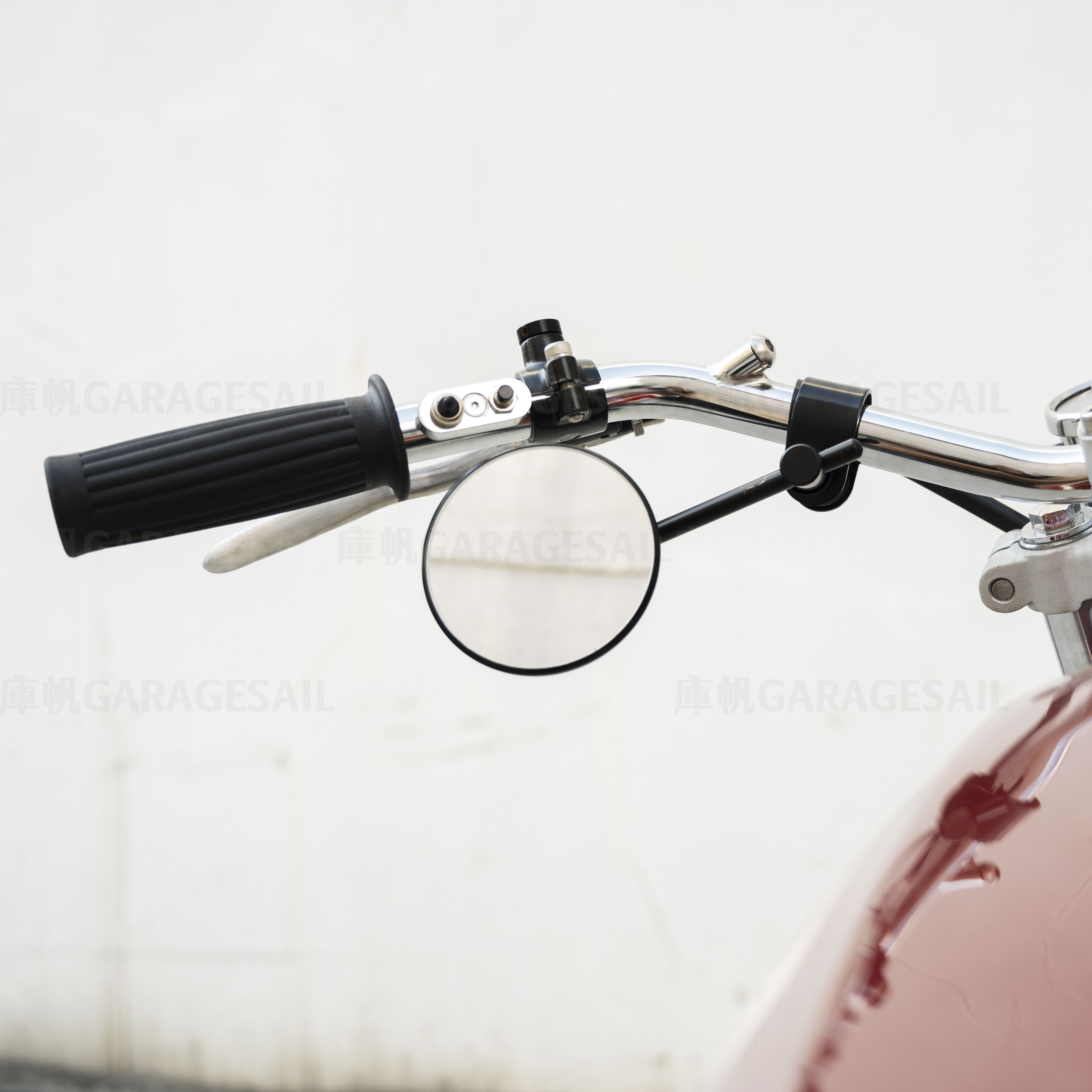 短桿 夾式 後照鏡 3吋圓 黑