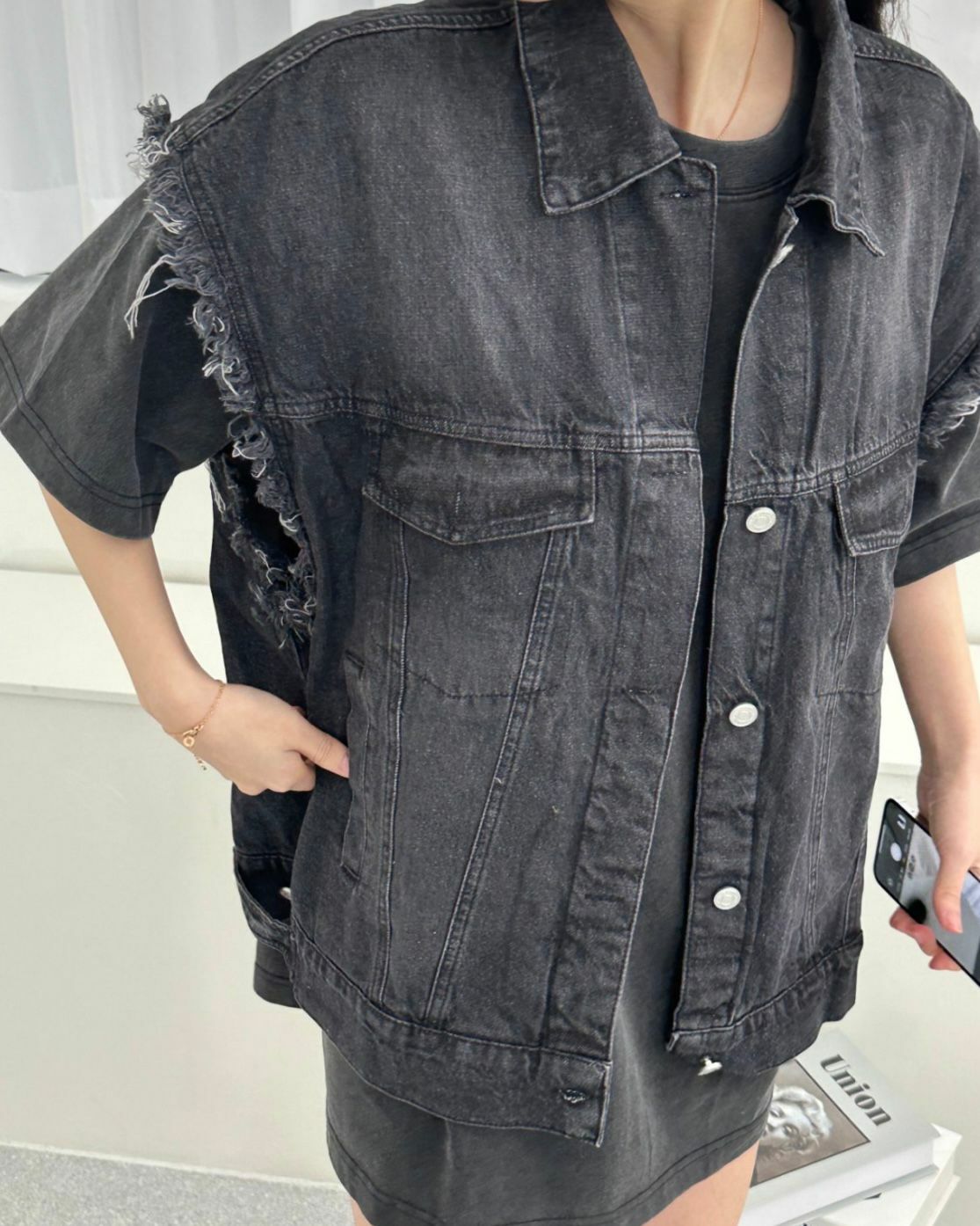 洗水牛仔背心褸 OASIS-001V