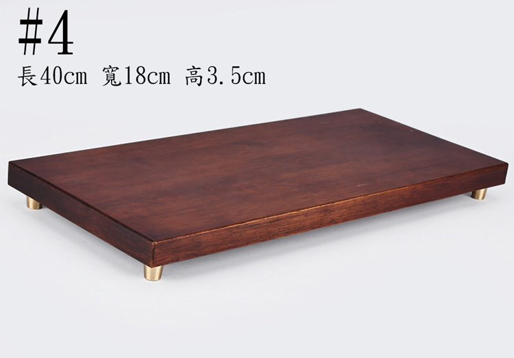 鹿港窯禮品館│仿胡桃木擺件長方形實木質帶銅底底座│橡膠木