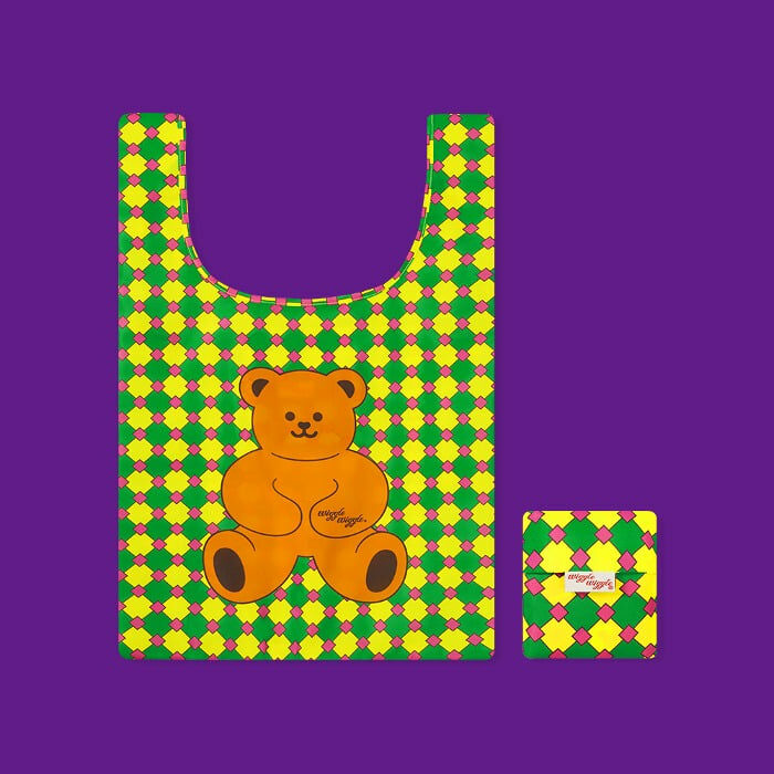 WIGGLE WIGGLE Picnic Bag -Retro Check Teddy Bear