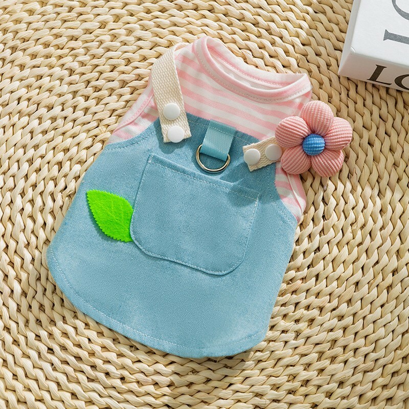 宠物衣服 搞怪卡通洛克鹅与粉色花朵仔裙