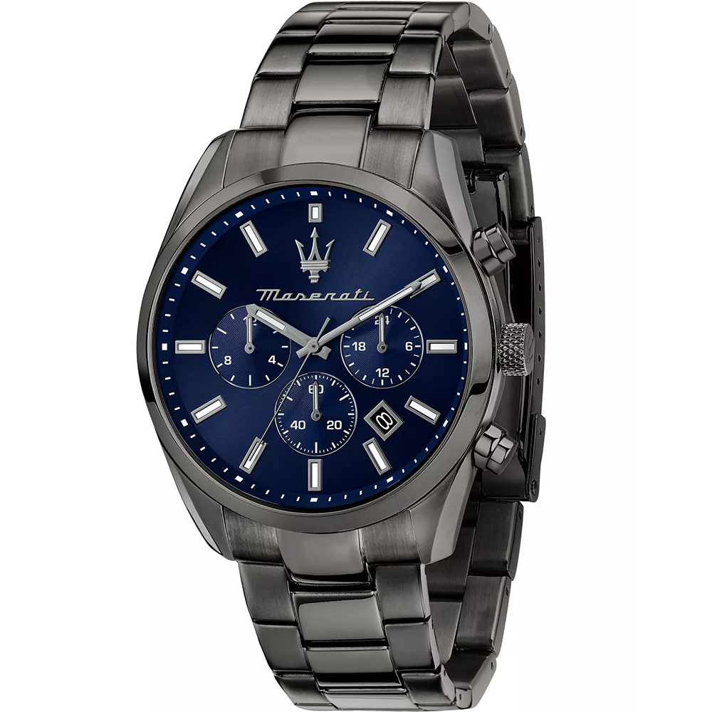 【Maserati 瑪莎拉蒂】Attrazione極致吸引系列 R8853151012 三眼 雙時區 機芯 夜光 石英 日期 腕錶