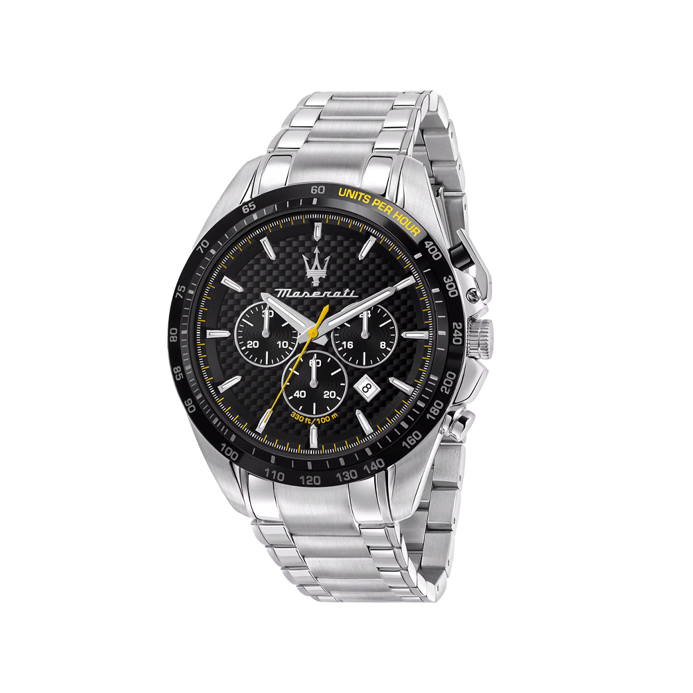 【Maserati 瑪莎拉蒂】Traguardo 長征終站系列 R8873612042 三眼 日期 星辰 機芯 銀黑 石英 鋼錶 熊貓 宇宙計型 手錶