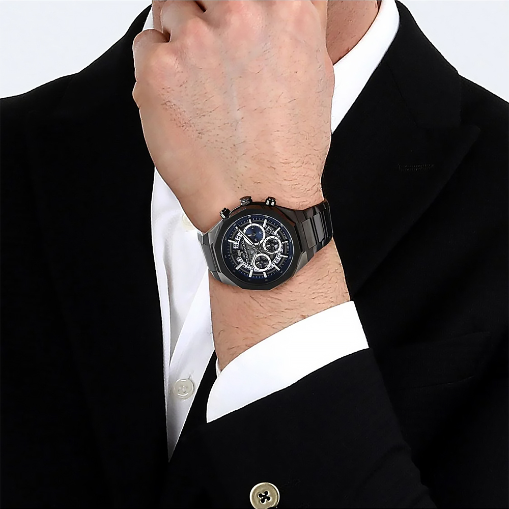 【Maserati 瑪莎拉蒂】Stile獨我風格系列 R8873642012 多角 灰黑 真三眼 鋼帶 石英腕錶 手錶