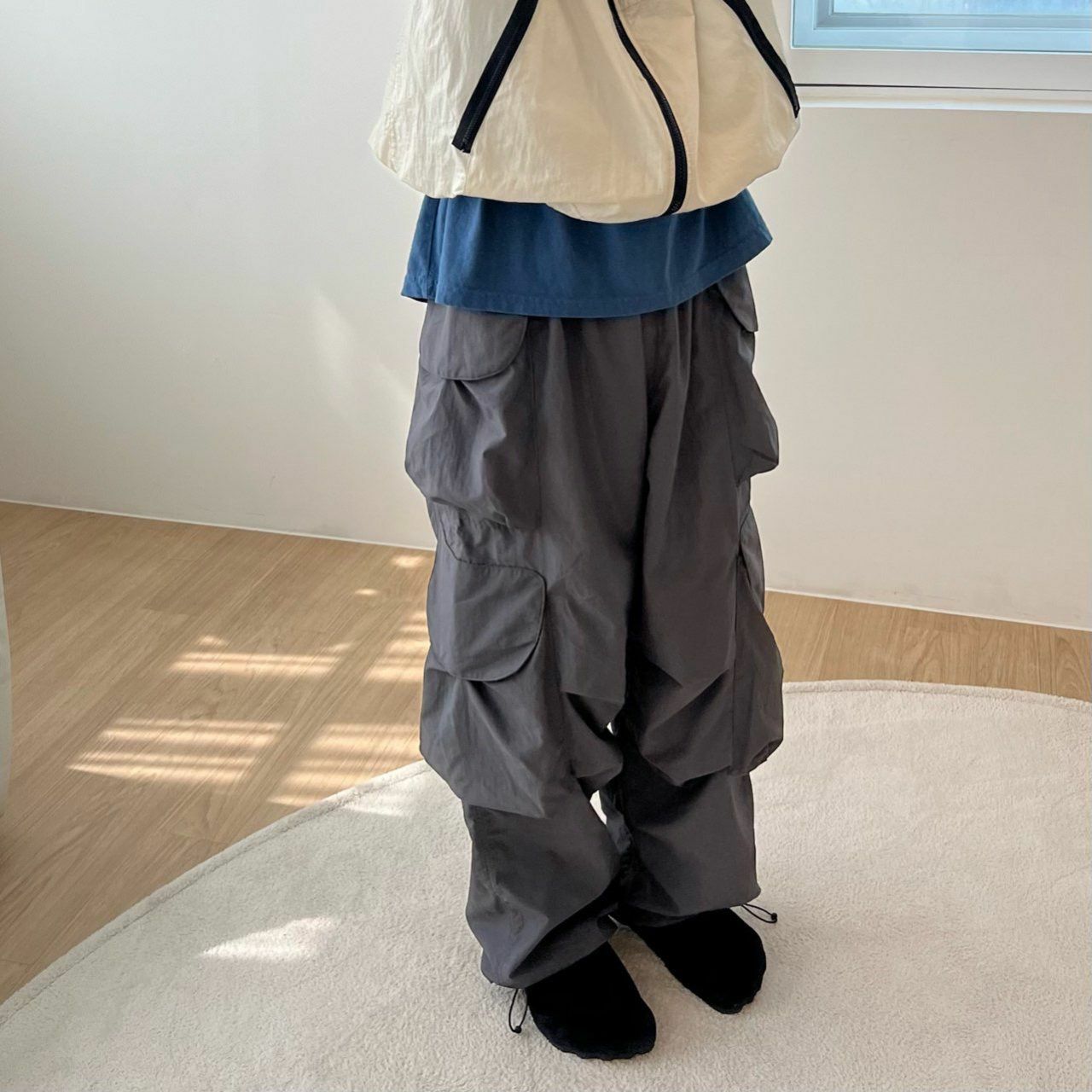 淨色工裝鬆身褲 P2887