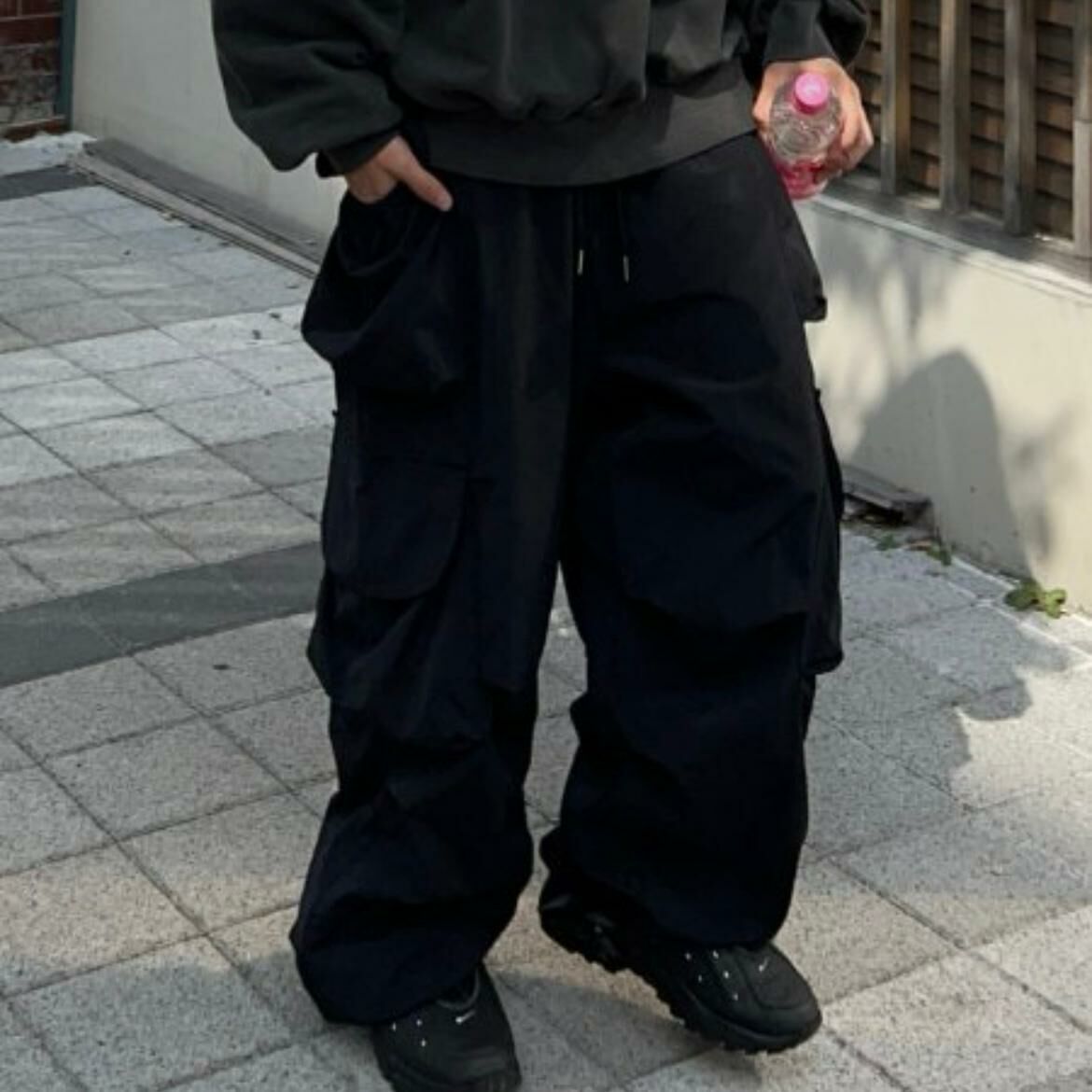 淨色工裝鬆身褲 P2894