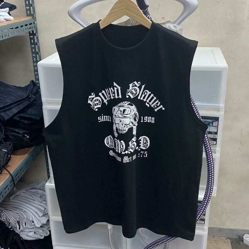 骷髏頭圖案英文字背心 V1079