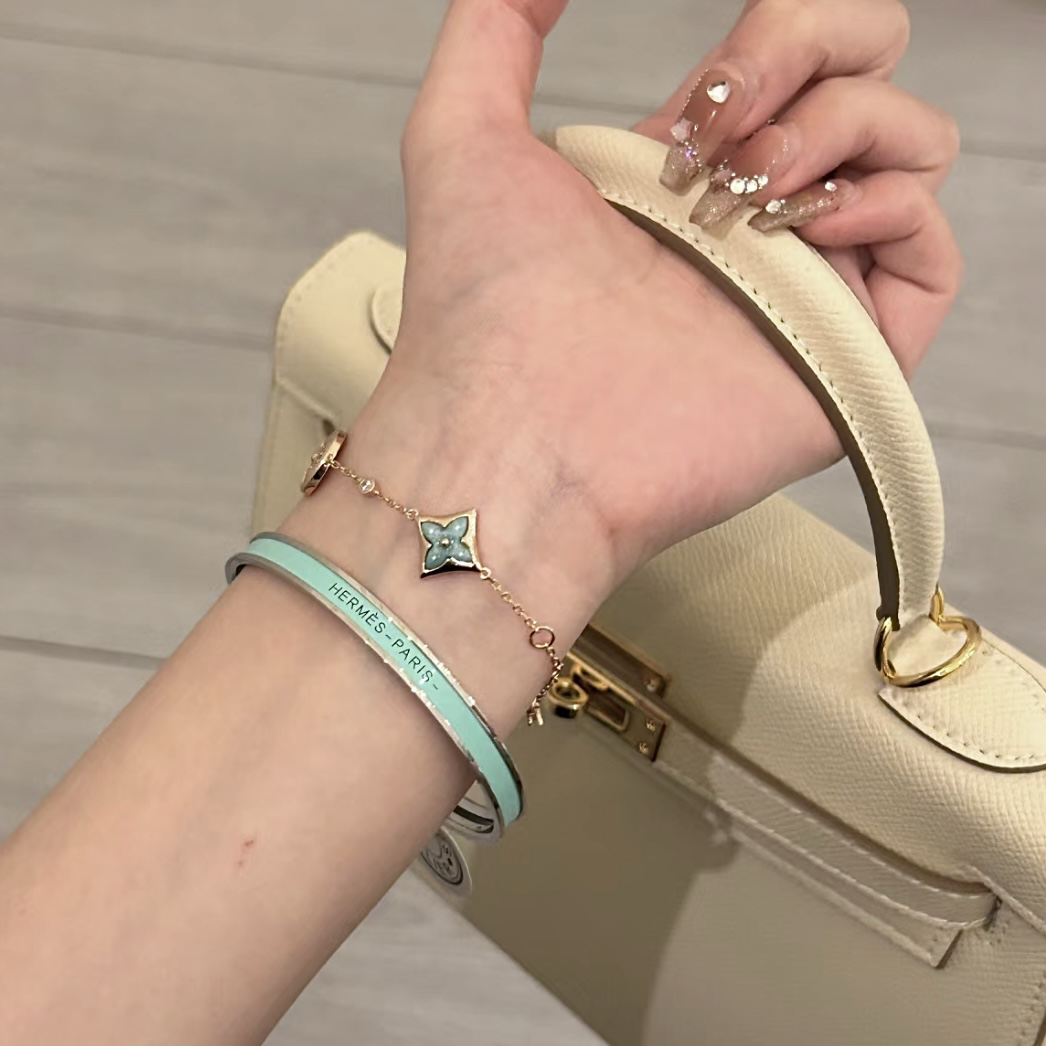 18k blossom天河石水鑽神仙四花 高奢定製手鍊