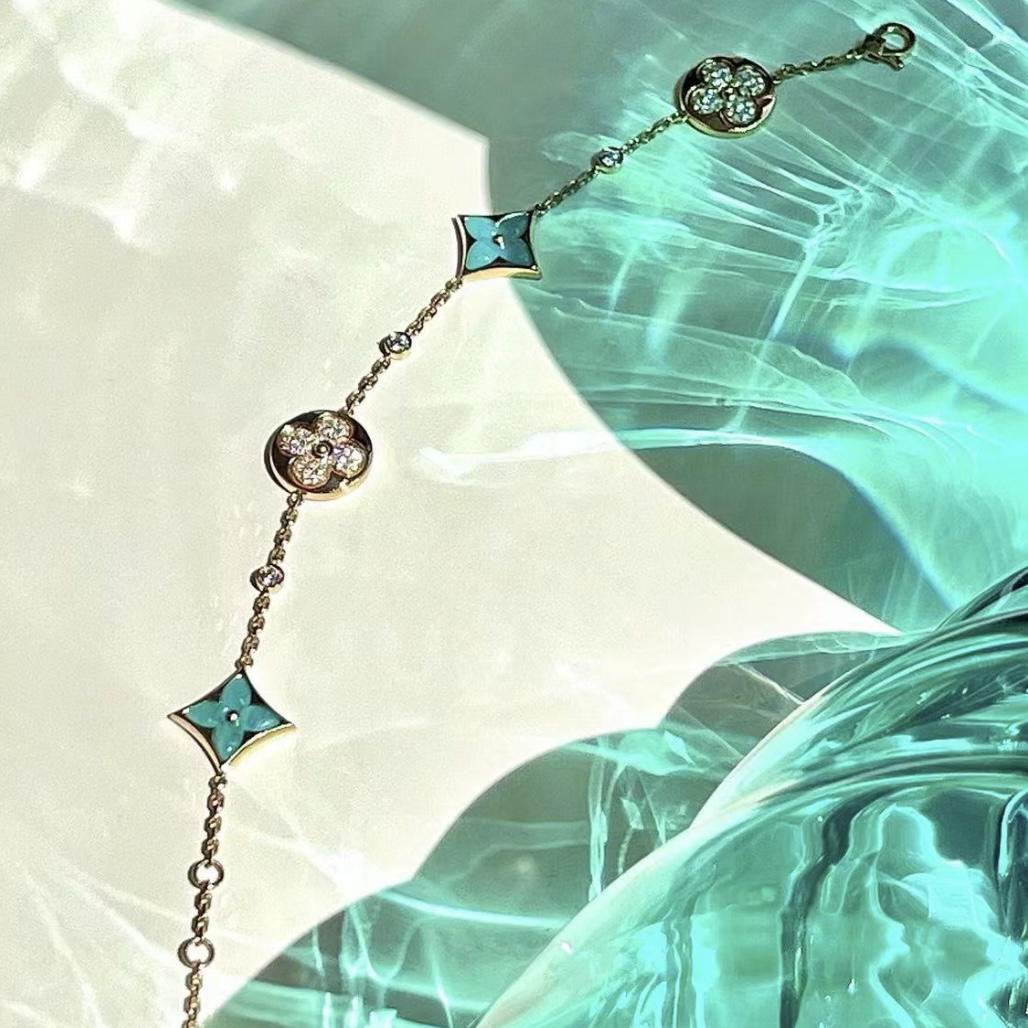 18k blossom天河石水鑽神仙四花 高奢定製手鍊