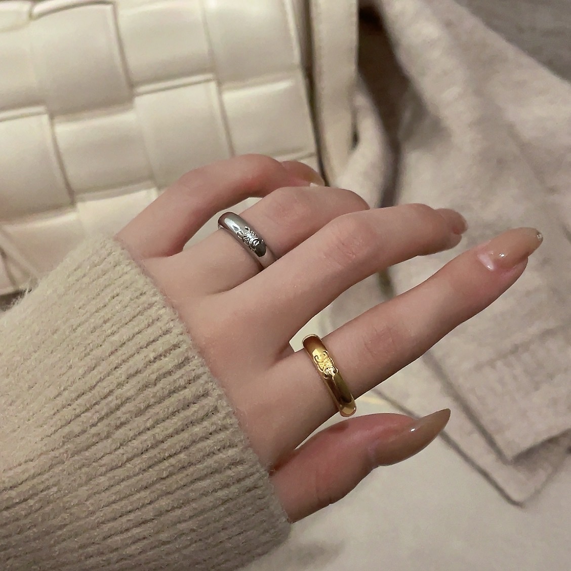 18k凱旋門立體浮雕 高奢定製鈦鋼圓弧戒