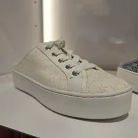 [S] MICHAEL KORS POPPY SLIDE SNEAKER DEBOSSED WASHED DENIM,OPTIC WHITE, 49T4POFP2D-OPTIC WHITE (SMK975)