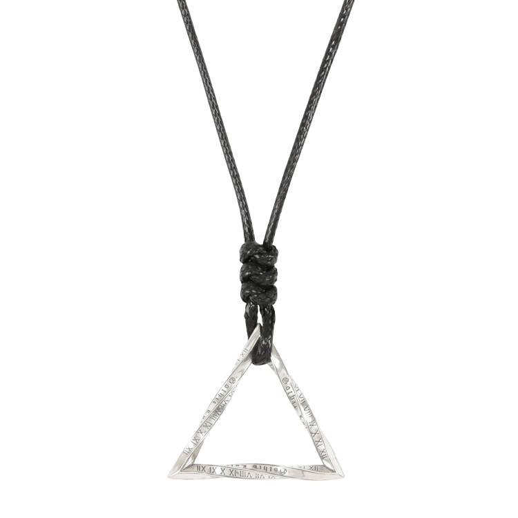 純銀對鍊，情侶項鍊 莫比烏斯環；時間摺疊 十二時辰羅馬數字（3807男款）