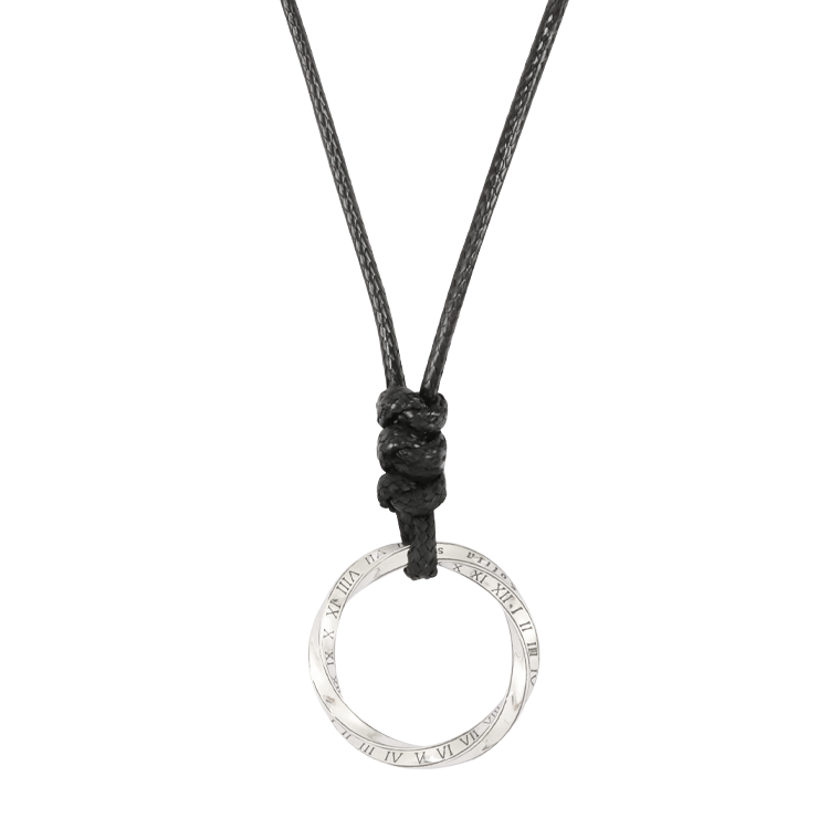 純銀對鍊，情侶項鍊 莫比烏斯環；時間循環 十二時辰羅馬數字（3807女款）